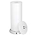 mDesign Plastic Free Standing Toilet Paper Holder Canister with Storage for 3 Extra Rolls of Toilet Tissue - for Bathroom/Powder Room - Holds Mega Rolls - Pearl White/Chrome