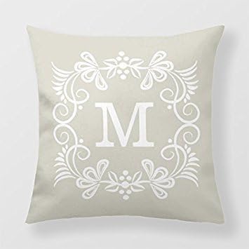Lightinglife Cushion Throw Pillow Initial Cotton Pillow Decorative Elegant Decorative 18 X 18 Pillow Case
