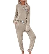 Zilcremo Women Two Piece Outfits Pajamas Set Long Sleeve Pullover Tops and Long Pants Sweatsuits ...