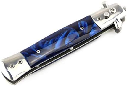 NiceWave 1 Pc Switchblade Pocket Comb Foldable Push Button Automatic Stainless Steel Hair Trimmer Combs for Beard Mustache Men Oil Hair Styling Accessories Pet Comb- Blue Useful Tools