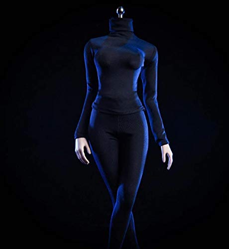 Studio one 1/6 Scale Female Clothes Set 18XG24 Tight Pants and Coat High Collar Black for 12''Action Figure Accessories Model Cloth for Doll