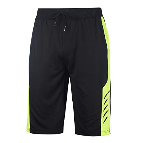 Men's Shorts Casual Classic Fit Drawstring Summer Beach Shorts Pants with Elastic Waist and Pockets (Black, 2XL) - Thumbnail 4