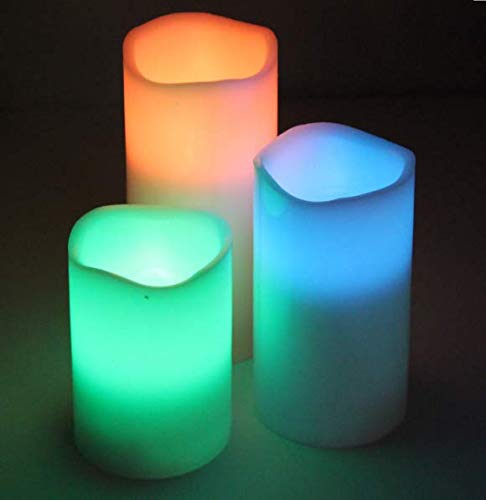 Bluedot Trading Flameless Ivory Pillar Candles With Remote Control, Multicolor, (609408018725)
