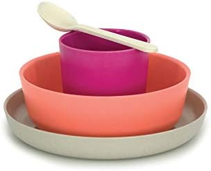 EKOBO Kids Bamboo 4-piece Dinnerware Set, BIOBU Eco-material, Assorted Colors