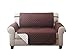 Deluxe Reversible Loveseat Slipcover Furniture Protector, Seat Sofa, Chair, Couch Quilted, Anti-Slip 2 Inch Strap, Machine Washable, Slip Cover Throw for Pets, Dogs, Cats, Kids - Coffee / Tan