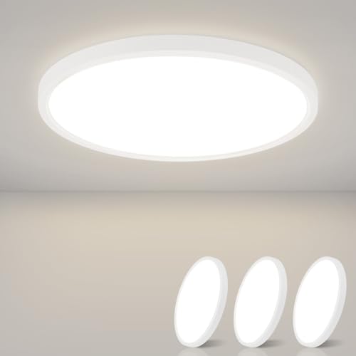 ZMH Deckenlampe LED Deckenleuchte Flach - 3ER Badezimmerlampe 18W Neutralweiß Ø23cm Badezimmer Deckenbeleuchtung Schlafzimmerlampe IP44 Wasserdicht Ba