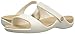 crocs Women's Cleo V Flat Sandal, Oyster/Gold, 9 M US