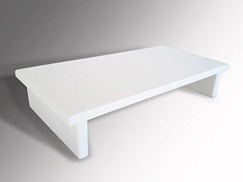 Monitor Stand P3/4FW43.5-4 Pine White Glossy Paint 43.5 x 11.5 x 4.75 TV Wood Shelf Riser Furniture Desk Assembled Made in USA NEW