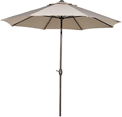 Amazon Com Abba Patio Sunbrella Patio 9 Feet Outdoor Market Table Umbrella With Auto Tilt And Crank Canvas Antique Beige Garden Outdoor