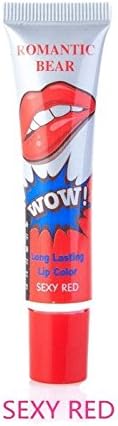 1Pcs / Sexy Red TATTOO Lip Gloss Waterproof Magic Color Peel Off Mask Tint Long Lasting Romantic Bear Liquid Matte Lipstick Batom Wow Lips