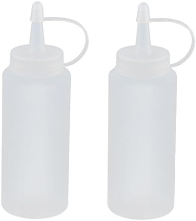 sourcingmap® Plastic Squeeze Bottle Attached Oil Sauce Dispenser Nozzle Cap White 200cc 2 Pcs