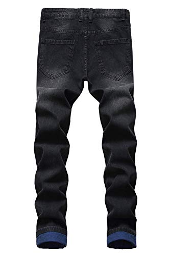 Baylvn Men's Ripped Distressed Destroyed Straight Slim Fit Jeans Skinny Casual Fashion Denim Pants