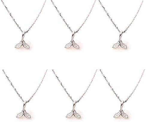 Blissful Parties Mermaid Party Favor Necklaces, Great Friendship Necklaces or Mermaid Birthday Gifts, Silver, Pack of 6