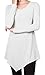 DRSKIN] Women Handkerchief Hem Long Sleeve Tunic Top (XL, White)