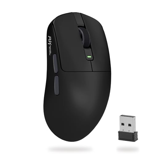 RK ROYAL KLUDGE RK M30 Wireless Gaming Mouse, 24000 DPI, 43g Ultra-Lightweight, PAW3311 Sensor, 2.4G/Bluetooth/USB-C Rechargeable Wireless Mouse with 5 Programmable Buttons for PC/Mac, Black Grey