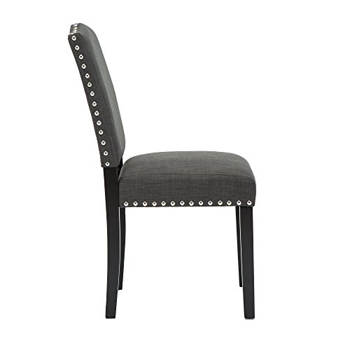 Set of 2 Mod Urban Style Solid Wood Nailhead Fabric Padded Parson Chair (Charcoal Grey Set of 4)