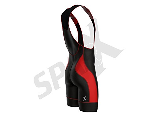 Sparx Elite Cycling Bib Shorts Bike Racing Bibs Bicycle Bib Short CoolMax (XL, Black/Red)