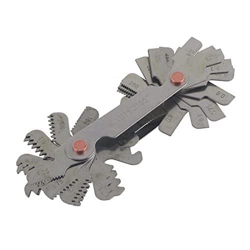 Yosoo Health Gear Stainless Steel Thread Measuring Gauge, Screw Gauge with 52 Blades Centre Gage 55° and 60° Pitch Gauge (Metric + Imperial)