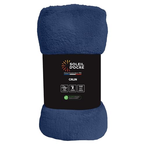 Soleil d'ocre Flanelldecke, 220 x 240 cm, Calin, Marineblau