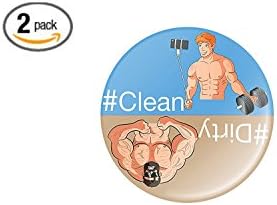2 Pack Multipack - Clean Dirty Dishwasher Magnet "Social Media Muscle Magnet" Made in the USA. Funny Fridge Magnet Dish #Clean or #Dirty Indicator. Strong Gag Gift. For All Appliances.
