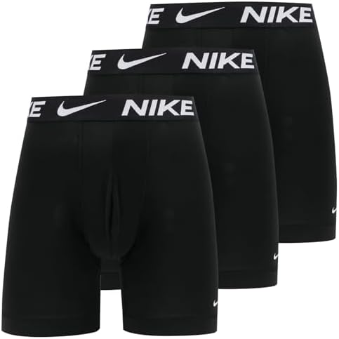 Cuecas Boxer Essenciais Masculinas Pack Long Short de 3 – Perna Estendida, Sem Atritos, Suporte, Preto/Preto/Preto, M
