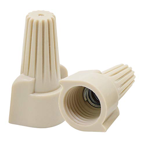 WiMas 50PCS Winged Wire Connectors Easy Twist-On Ribbed Cap Electrical Wire Connector Spring Inserted Nuts Caps (P2:22-8AWG (Beige))