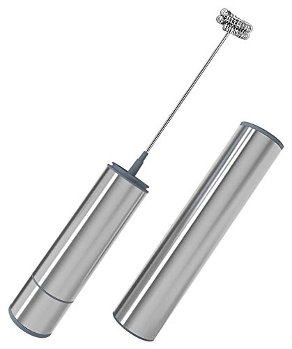 Click Here to See More Images Daugee Milk Frother, Electric Handheld Milk Foamer with Double Stainless Steel Whisk Head Clean Brush and Storage Tube Perfect for Cappuccinos, Bulletproof Coffee, Latte (Battery Not Included)