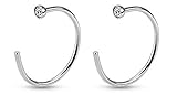 (2pcs) 22g Clear Gemmed Top 316L Surgical Steel Nose Ring Piercing Hoop 5/16