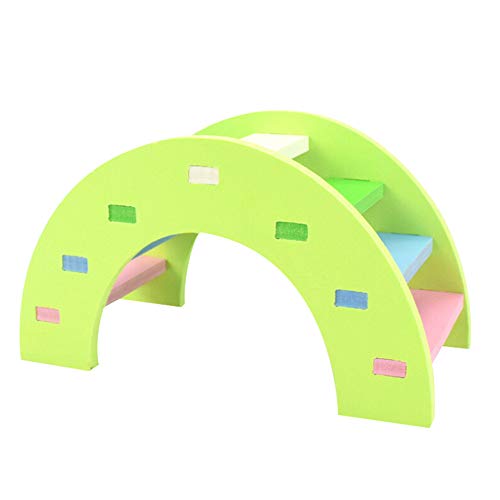 succeedtop Chinchilla Hedgehog Guinea Pig Toys Accessories Cage Toys House Supplies Habitat Ferret Rat Hamster Toys Rainbow Bridge Guinea Pig Hamster Wooden Toy Physical Training Toys (L, Green)