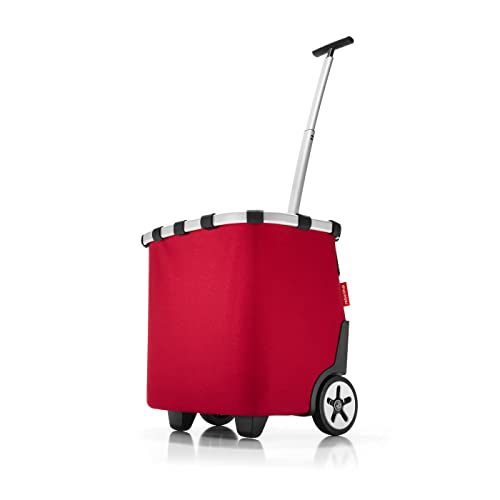 reisenthel carrycruiser in Rot – Tragbarer Einkaufstrolley mit stabilem Aluminiumrahmen, Schultergurt und herausnehmbarer Netz-Innentasche – Aus wasse