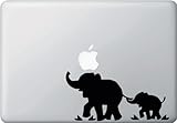 Mom and Baby Elephant - Design 1 - No Tree - Macbook or Laptop Decal Sticker (Color Variations Available) (7.5