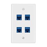 DBillionDa 4 Port Cat6 Wall Plate, Female-Female Ethernet Wall Plate 4 Port-Blue