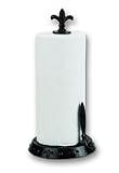 Old Dutch Jet Black Fleur De Lis Standing Towel Holder, 15-Inch Height