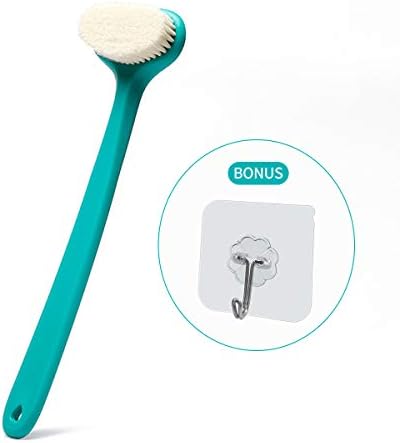 Topfinder Bath Body Brush Shower Back Scrubber with 14" Long Handle for Cellulite and Exfoliating (Plastic Green)