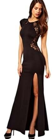 Women Trendy Sexy Elegant Slim Long Maxi Lace Gown Evening Cocktail Party Dress at Amazon Women 