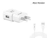 USB Cell Phone Charger, HeQiao Adaptive Fast Charging Wall Chargers High-speed Travel Power Adapter 9V QC 2.0 for Samsung Android Phones (Free Micro USB Cable) (Off White)