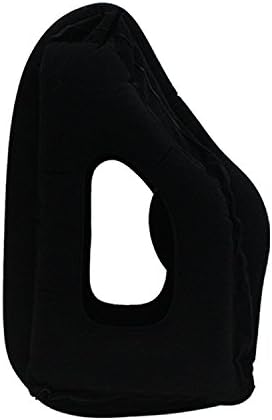 COMFY TRAVEL PILLOW BLACK Inflatable for Airplanes, Neck Pillow, Travel Pillow for Fully Support, Soft PVC Flocking Flight Pillow Easy Inflating Travel Pillows