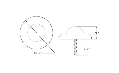 Deltana WBC250U32D 21/2-Inch Diameter Wall Mount Concave Flush Bumper