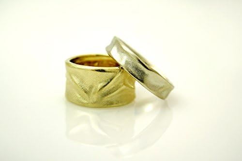 Handmade 14K wedding Band Set for her and him