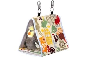 KINTOR Bird Nest Snuggle Hut,Parrot Habitat Cave Hanging Tent for Small Medium Parrots Budgies Eclectus Parakeet Cockatiels Lovebird African Grey (Yellow Owl, S)