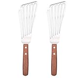 Tebery 2 Pack Fish Spatula With Wooden Handle - 6.5-Inch Blade