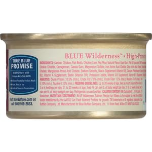 BLUE BUFFALO WILDERNESS HIGH PROTEIN GRAIN FREE, NATURAL KITTEN PATE WET CAT FOOD, SALMON 3-OZ CANS (PACK OF 1)
