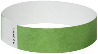 EventWristbands Premium 3/4" Tyvek Wristbands (500 Count, Metallic Green) - Red, Green, Blue, Yellow & Orange Colored Event Wristband Paper Bracelets - Neon Wrist Bands for Festivals