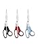 Westcott All Purpose Value Scissors, Straight, 8-Inch, Color Varies, 3-Pack (13404), red/black/lt blue, Single