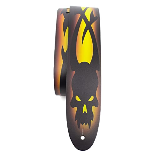 Perri's Leathers Ltd. Guitar Strap Direct To LeatherYellow Skull