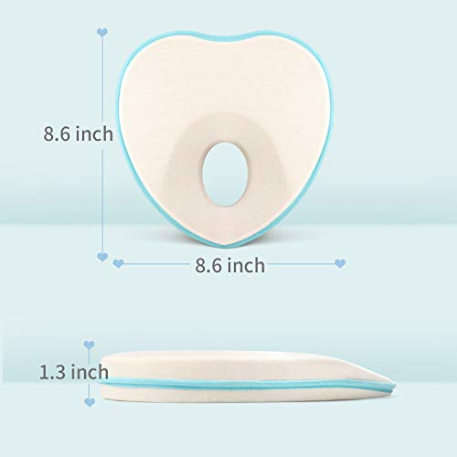 Anti Flat Head Baby Pillow, Bammax Memory Foam Pillow for Newborn Baby Head Shaping Pillow (0-12 Months), with Washable Pillow Case