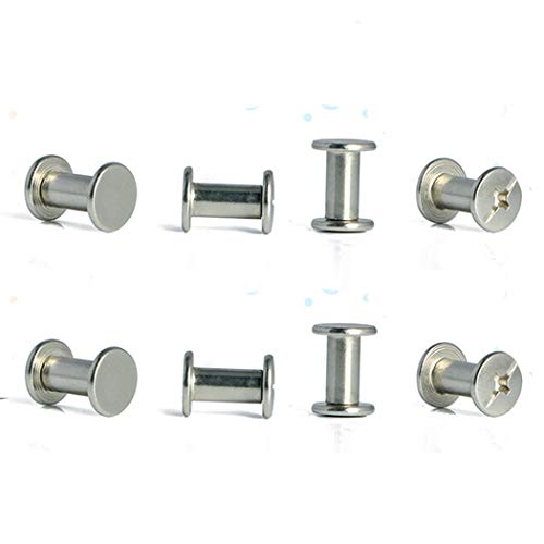 Chicago Screws Assorted Kit 1/3 Inch Screw Posts Nail Rivet Chicago Button for Bags Belts Leather Bracelets Shoes Bookbinding Document Slotted Flat Head Stud Screw(80 Pieces)