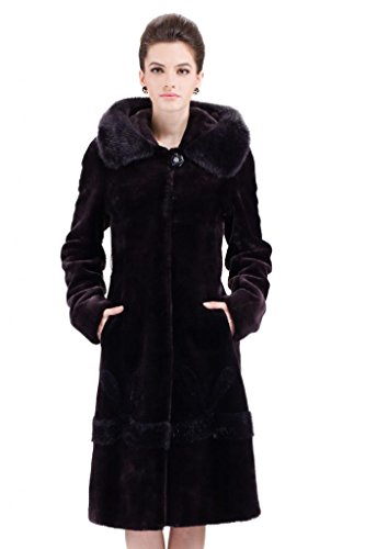 Adelaqueen Women's Winter Warm Dark Purple Mink Faux Fur Hooded Coat Size S Adelaqueen Women's Winter Warm Dark Purple Mink Faux Fur Hooded Coat Size S