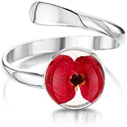 Real Flower Jewellery Sterling Silver Adjustable Ring for Women with Gift Box for Birthday, Mother's Day Gift, Valentine's Day, Thumb Ring, Boho Wedding Ring