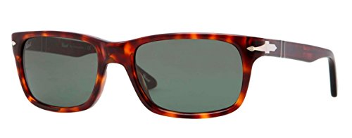 Persol PO3048S Sunglasses 24/31-55 - Havana Frame, Crystal Green